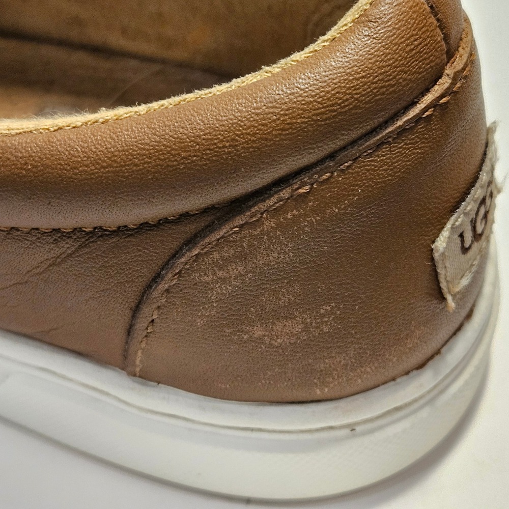 UGG Kitlyn Brown Pebbled Leather Slip On Sneakers Shearling Lined Womens 6 - Picture 4 of 13